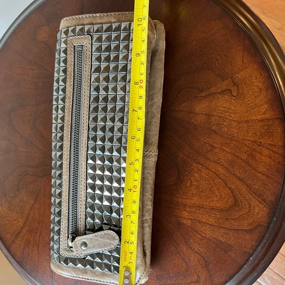 BCBGMaxAzria Taupe  Clutch with Gunmetal Studs - Picture 6 of 7